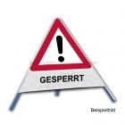 Faltsignal - Gefahrenstelle mit Text: GESPERRT