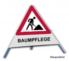 Faltsignal - Baustelle mit Text: BAUMPFLEGE