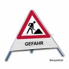 Faltsignal - Baustelle mit Text: GEFAHR