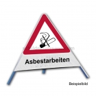 Faltsignal - Rauchverbot mit Text: Asbestarbeiten