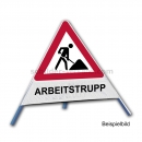 Faltsignal Bauarbeiten: Faltsignal - Baustelle mit Text: ARBEITSTRUPP