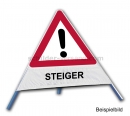 Faltsignale: Faltsignal - Gefahrenstelle mit Text: STEIGER