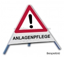 Faltsignal Gefahrenstelle: Faltsignal - Gefahrenstelle mit Text: ANLAGENPFLEGE